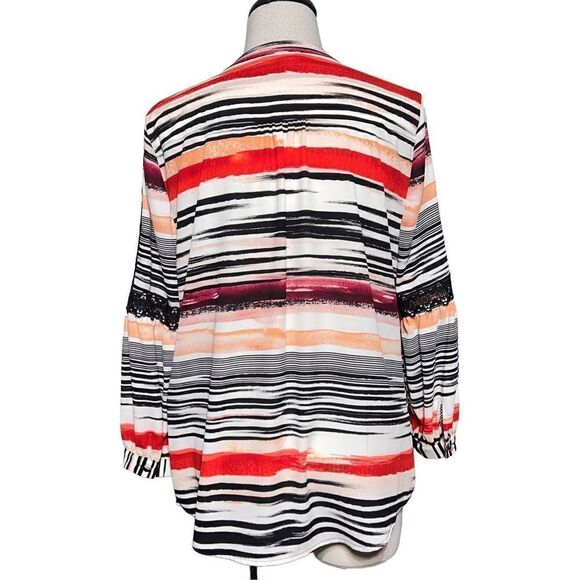 Karl Lagerfeld Long Sleeve Striped Button Up Blouse Size Medium - Picture 3 of 5